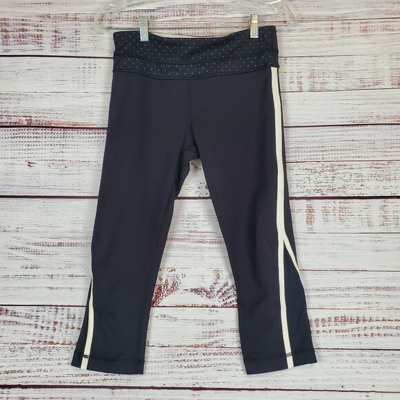 Lululemon Up The Pace Crop Leggings Black Sweet Spot Angel Wing Size 6 - Picture 4 of 11